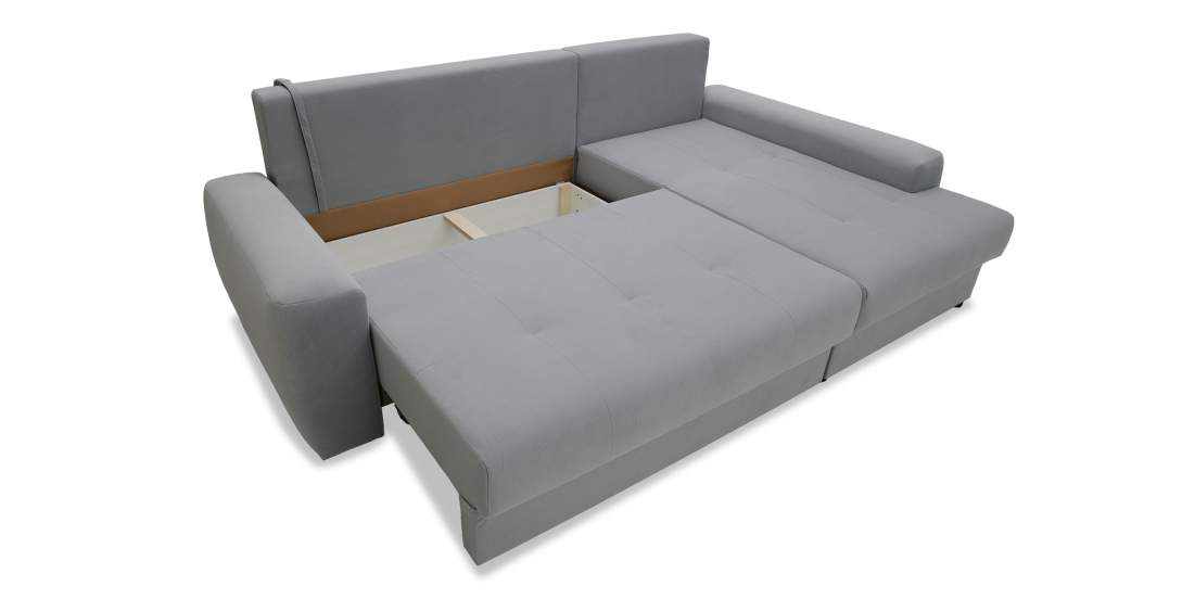 Угловой диван правый Коста светло-серый велюр