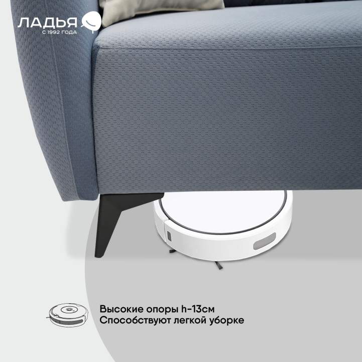 Прямой диван Тиволи Серо-синий велюр