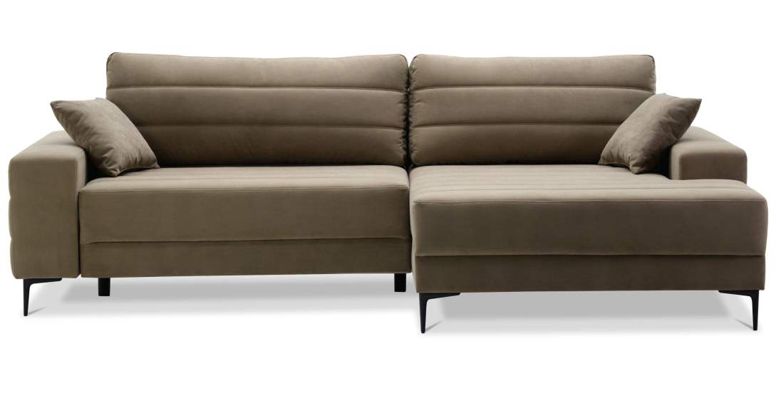 Угловой диван правый Белес Светло-коричневый велюр