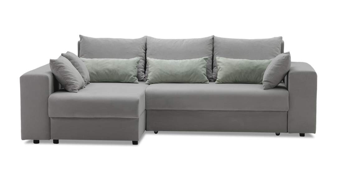 Угловой диван левый Майами Дымчатый серый велюр 