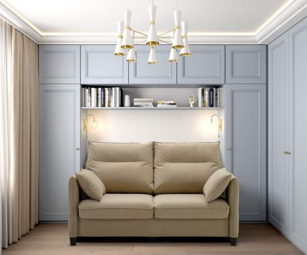 Прямой мини диван Палермо серый велюр