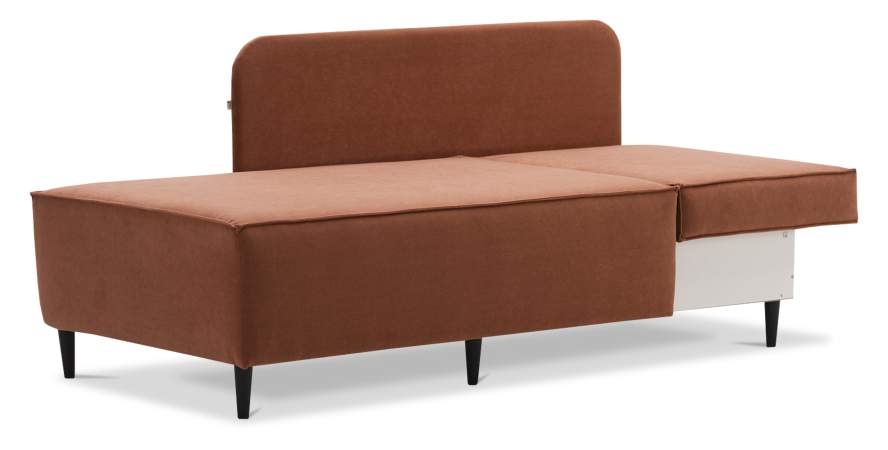 Угловая кушетка правая Элфи пыльно-терракотовый велюр