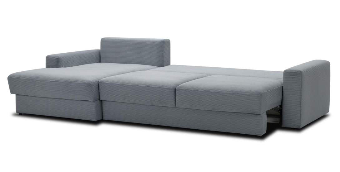 Угловой диван левый Вегас Серо-голубой велюр