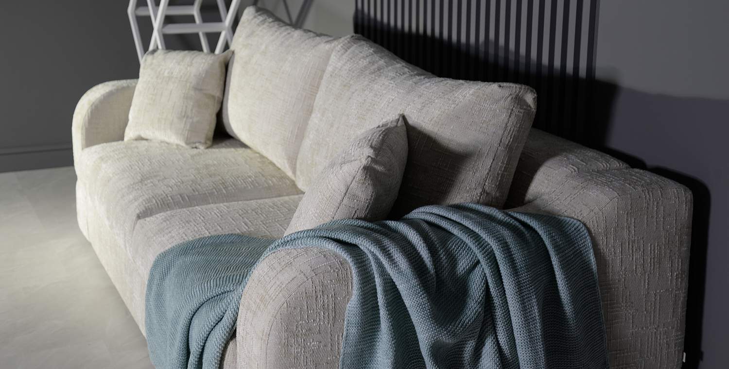 Прямой диван Фоджа бежевый шенилл