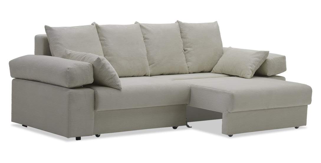 Прямой диван Тайлин Молочный кремовый велюр