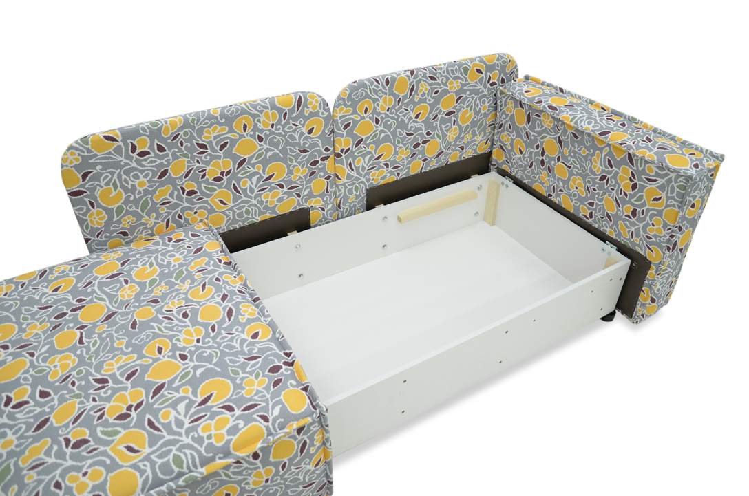 Прямой мини диван Бохо лимонный жаккард