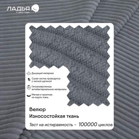 Угловой диван правый Тайлин Графитовый велюр Уцененный