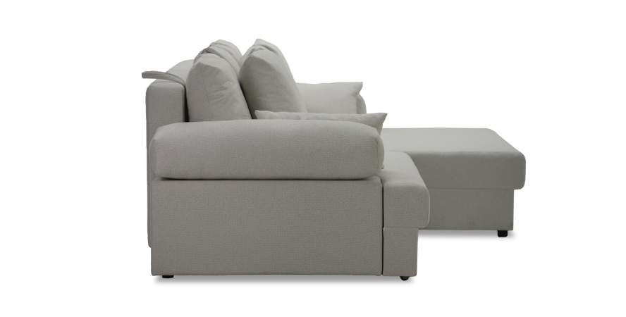 Угловой диван правый Трейд светло-бежевый велюр