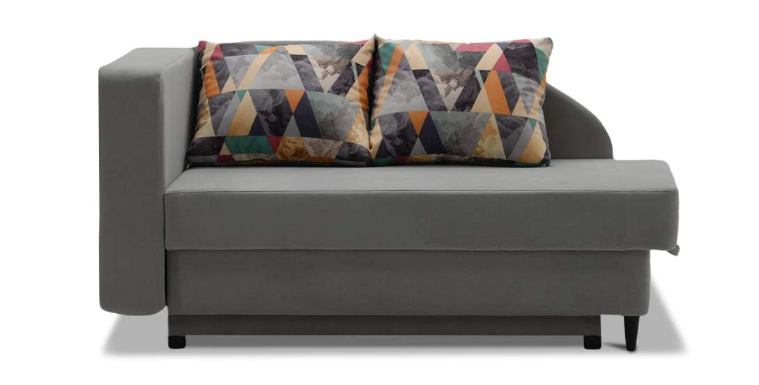 Угловая кушетка левая Иби Дымчатый серый велюр