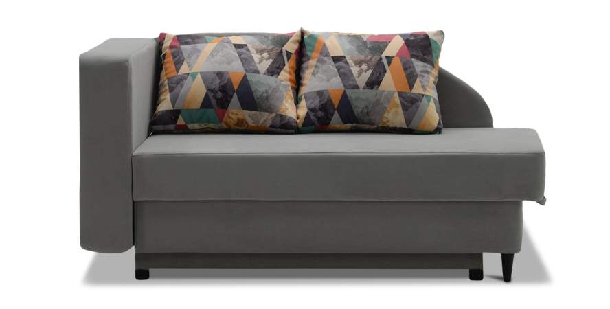 Угловая кушетка левая Иби Дымчатый серый велюр