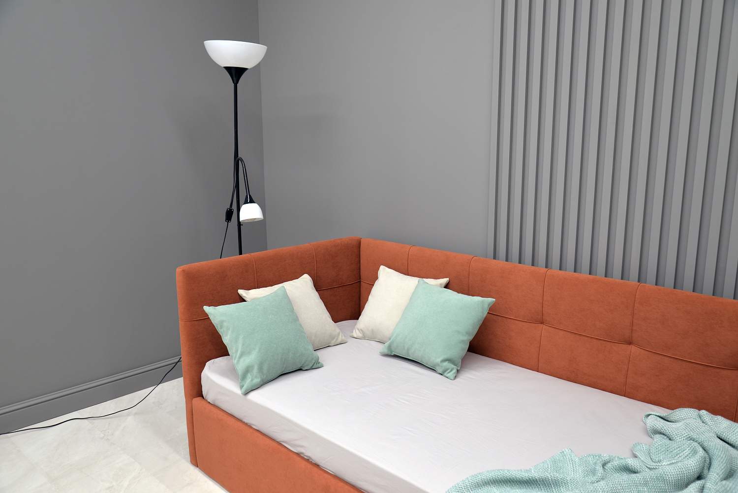 Односпальная детская кровать Келсо терракотовый велюр