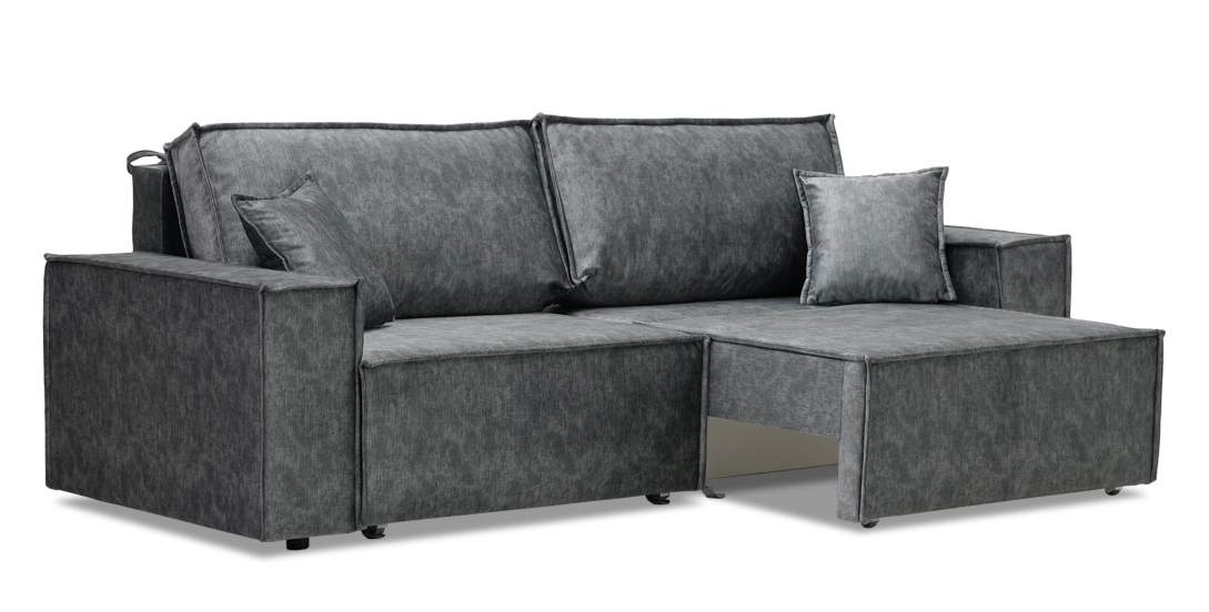 Прямой диван Фабио темно-серый велюр