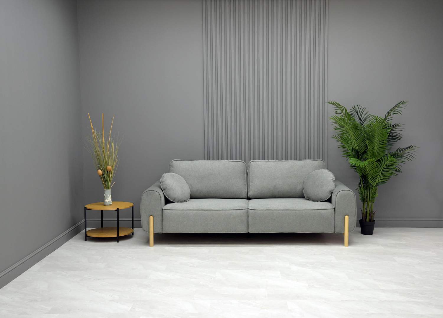 Прямой диван Тельда серый шенилл