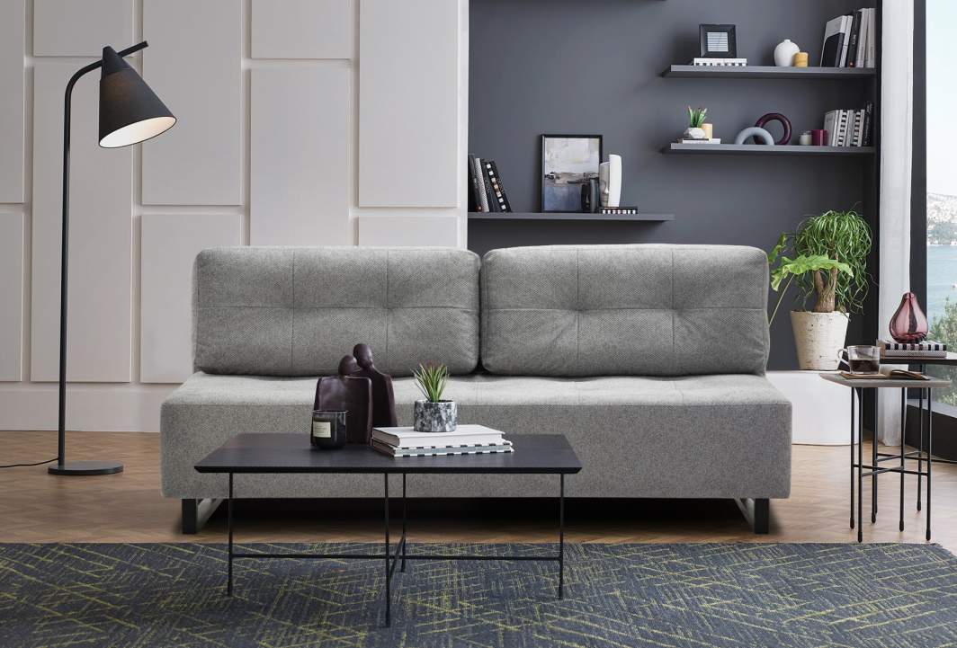 Прямой диван Морма Серебристый велюр