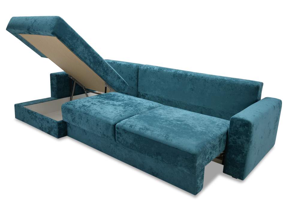 Угловой диван левый Вегас синий велюр