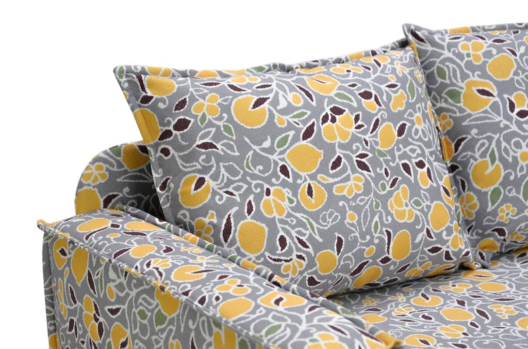 Прямой мини диван Бохо лимонный жаккард