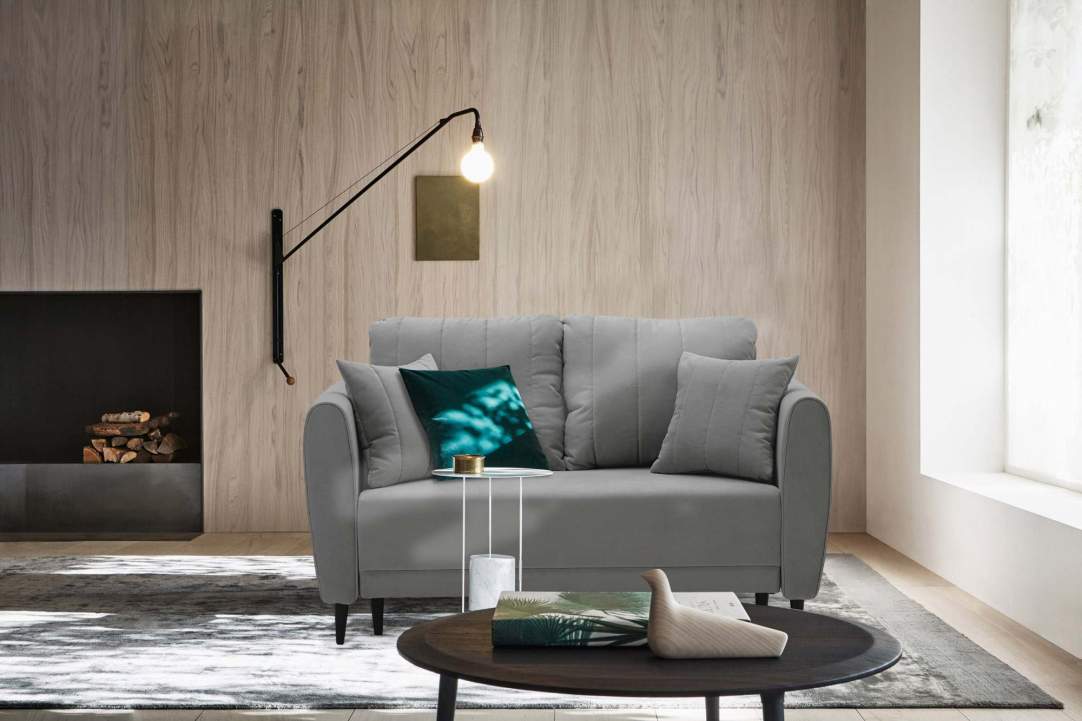 Прямой мини диван Калано 140 Серый велюр