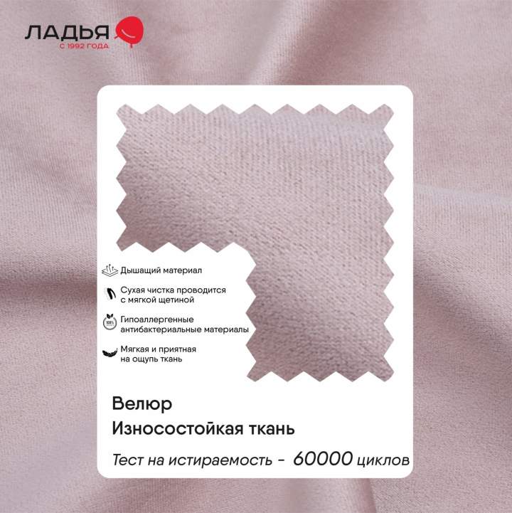 Двуспальная кровать Артэ 160 розовый велюр