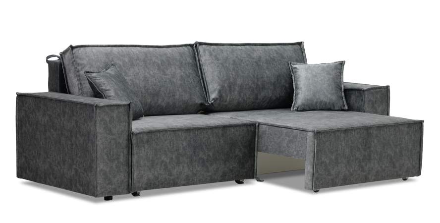 Прямой диван Фабио темно-серый велюр