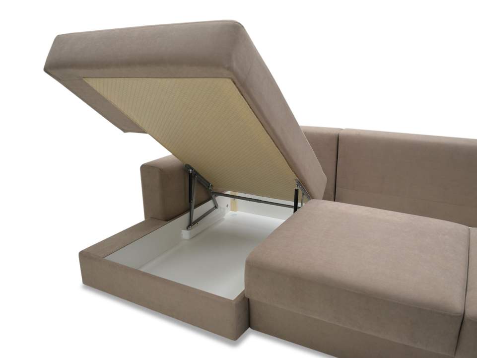 Угловой диван левый Вегас светло-коричневый велюр