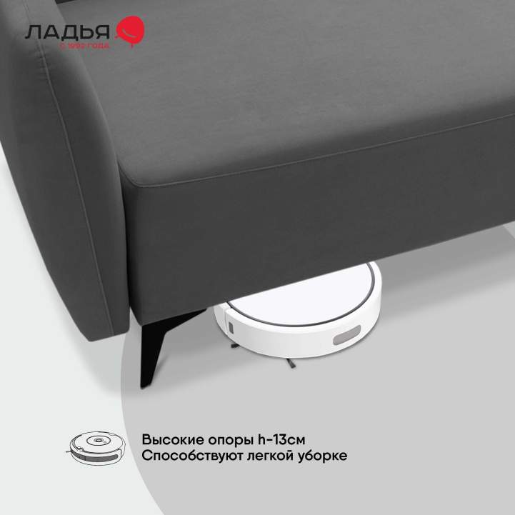 Прямой диван Тиволи Серый велюр 