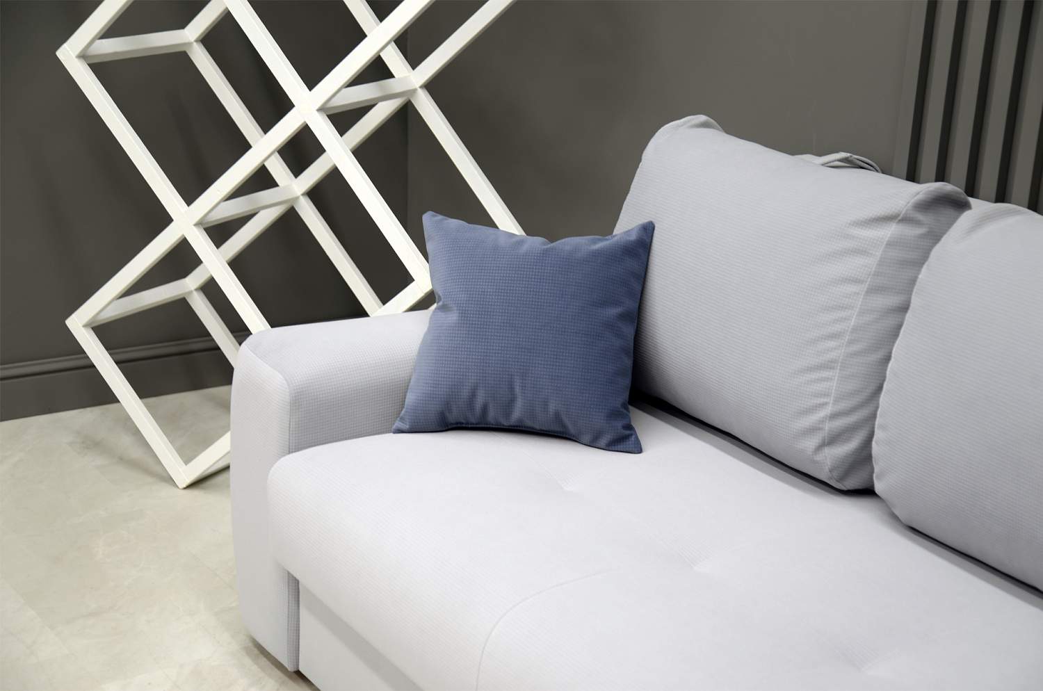 Угловой диван левый Коста светло-cерый велюр