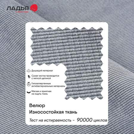 Прямой диван Каперс Жемчужно-серый велюр Уцененный