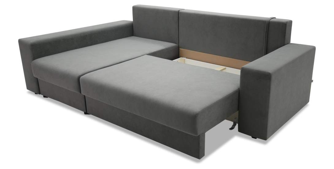 Угловой диван левый Майами Серый велюр 