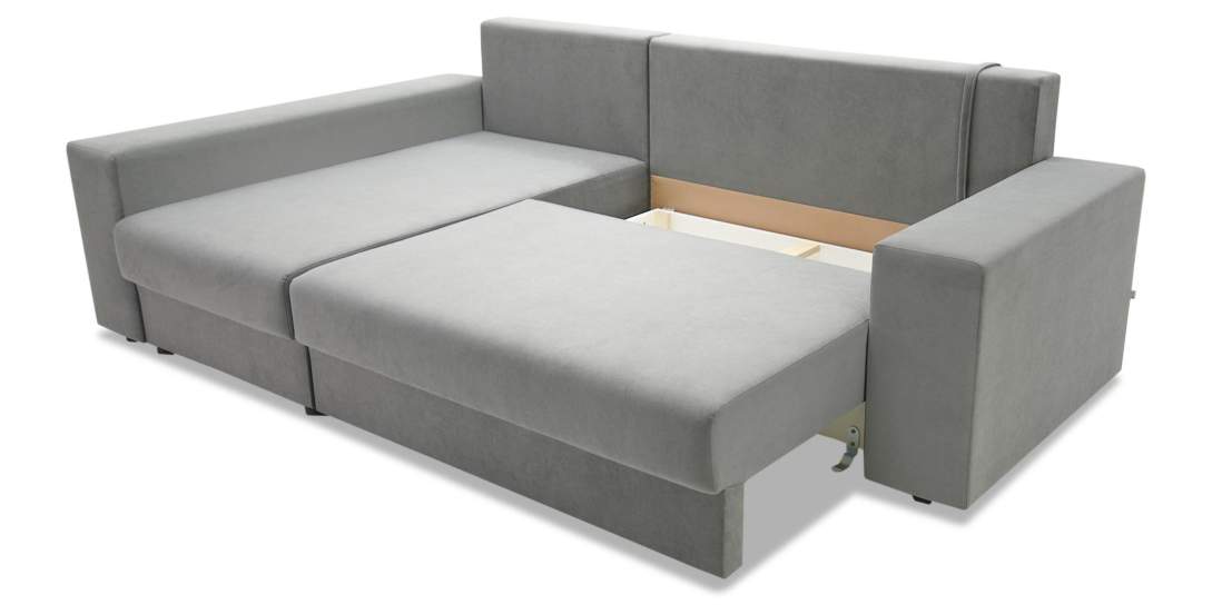 Угловой диван левый Майами Дымчатый серый велюр 