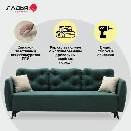 Прямой диван Тиволи Изумрудный велюр Уцененный