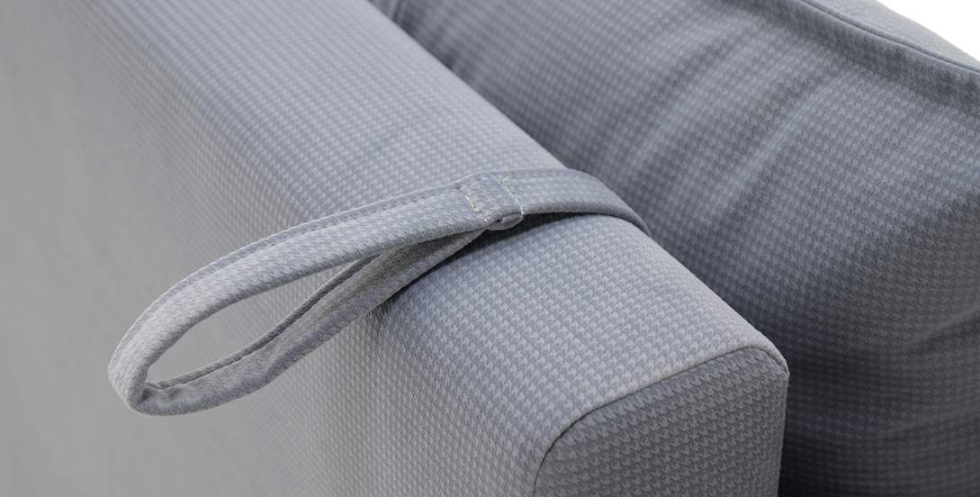 Прямой мини диван Лома 120 серо-синий велюр 