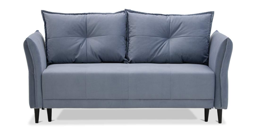 Прямой мини диван Лома 120 серо-синий велюр 