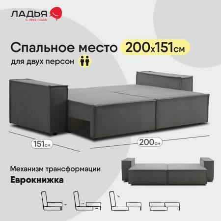 Прямой диван Фабио Дымчатый серый велюр Уцененный