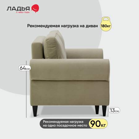 Прямой мини диван Гизела 140 песочный велюр