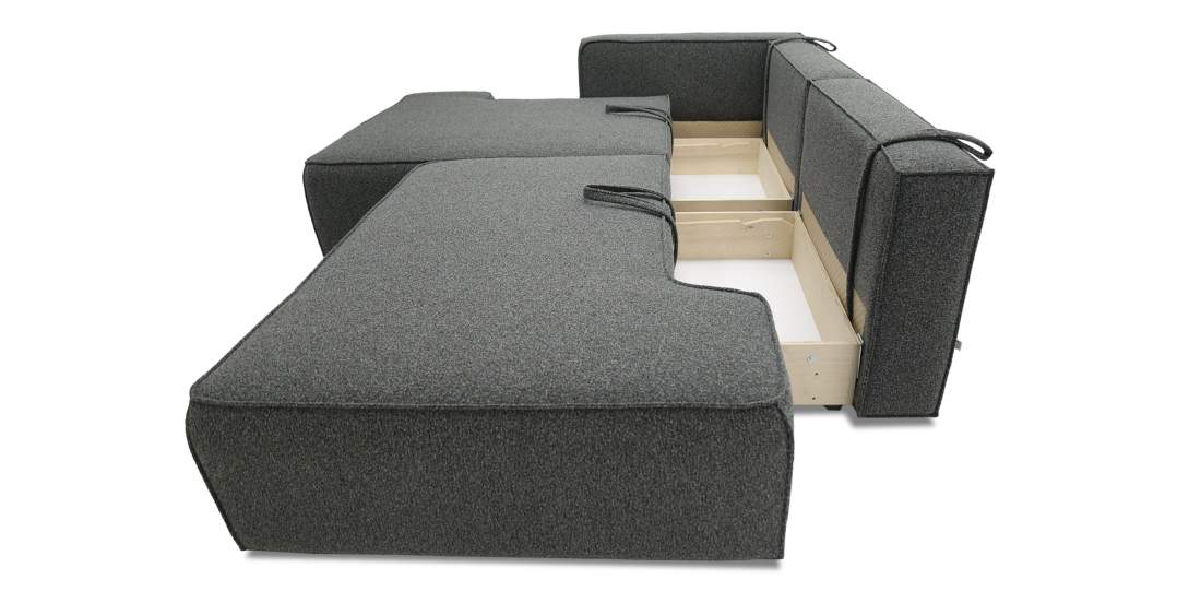 Угловой диван левый Рейф Графитовый меланж букле