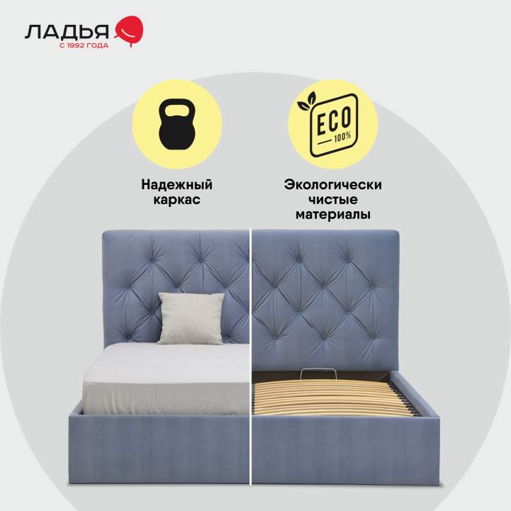 Двуспальная кровать Беллини 160 сине-фиолетовый велюр