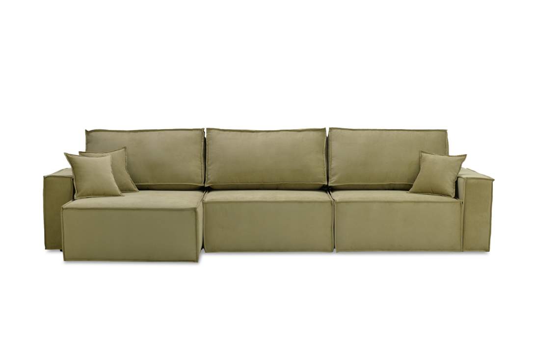 Угловой модульный диван Тейлор фисташковый велюр