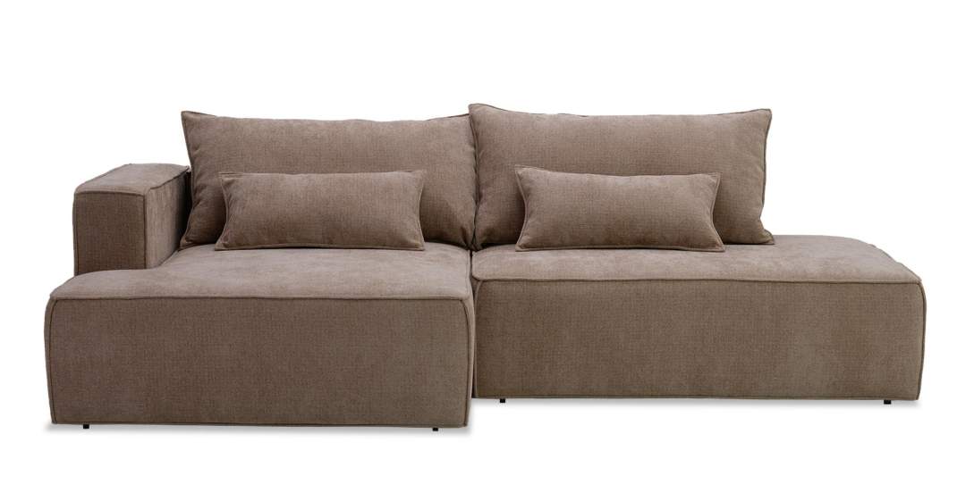 Угловой диван левый Рейф песочный шенилл