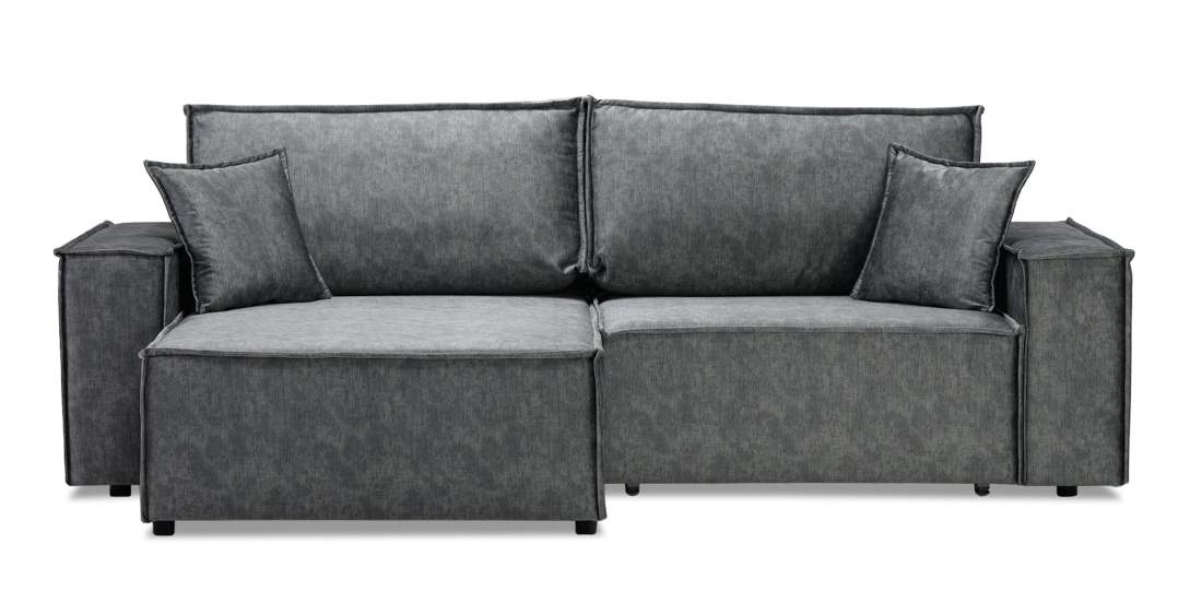 Угловой диван Фабио темно-серый велюр