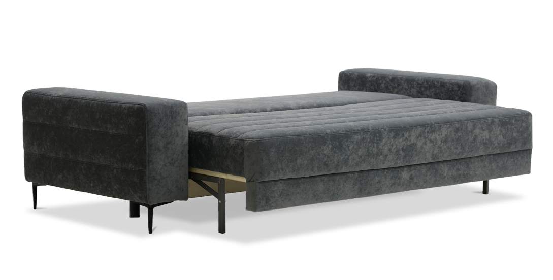Прямой диван Белес миди графитовый велюр