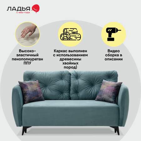 Прямой мини диван Тиволи 120 Бирюзовый велюр Уцененный