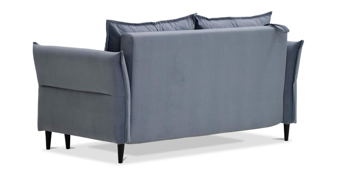 Прямой мини диван Лома 140 серо-синий велюр 