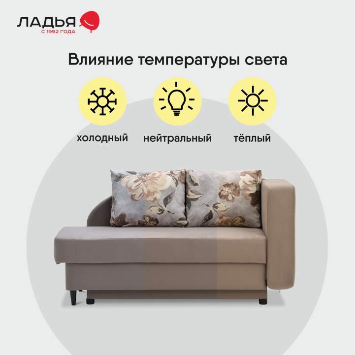 Угловая кушетка правая Иби мокка велюр