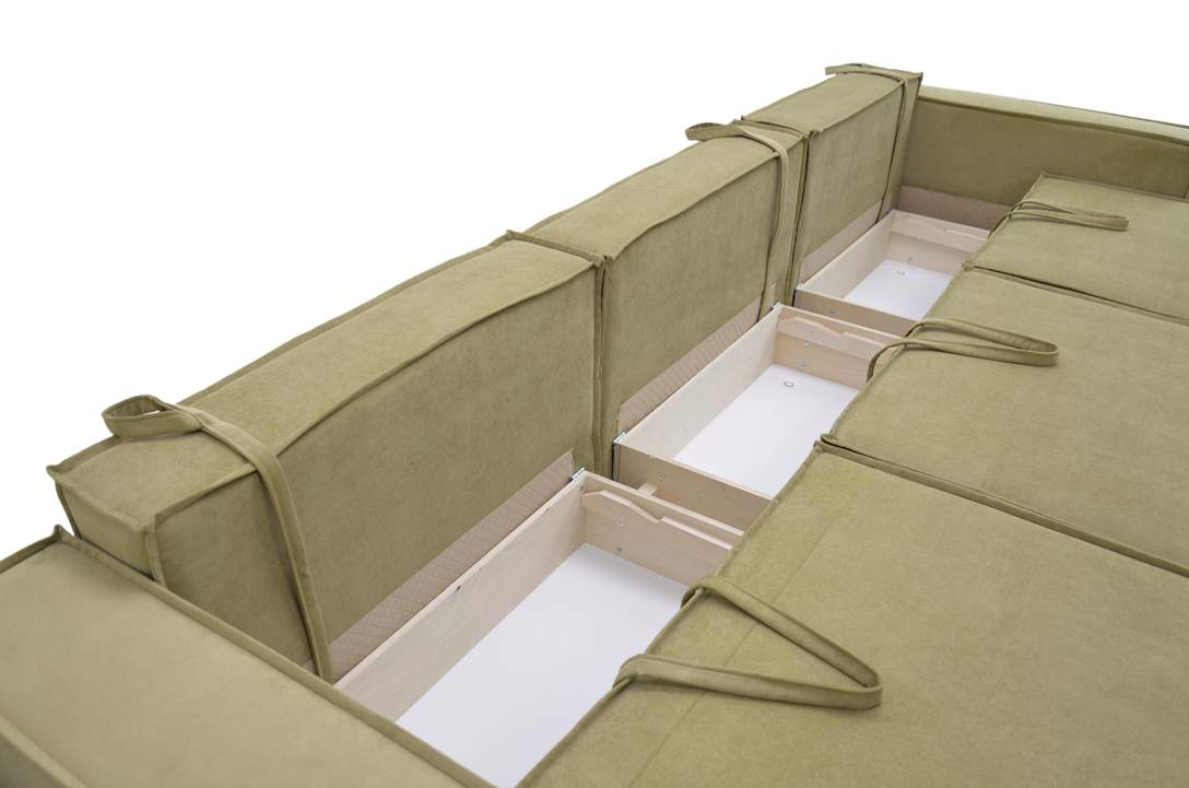 Угловой модульный диван Тейлор фисташковый велюр