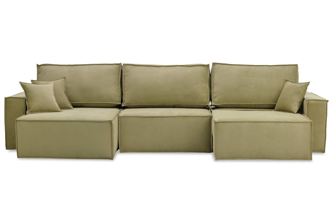 Угловой модульный диван Тейлор фисташковый велюр