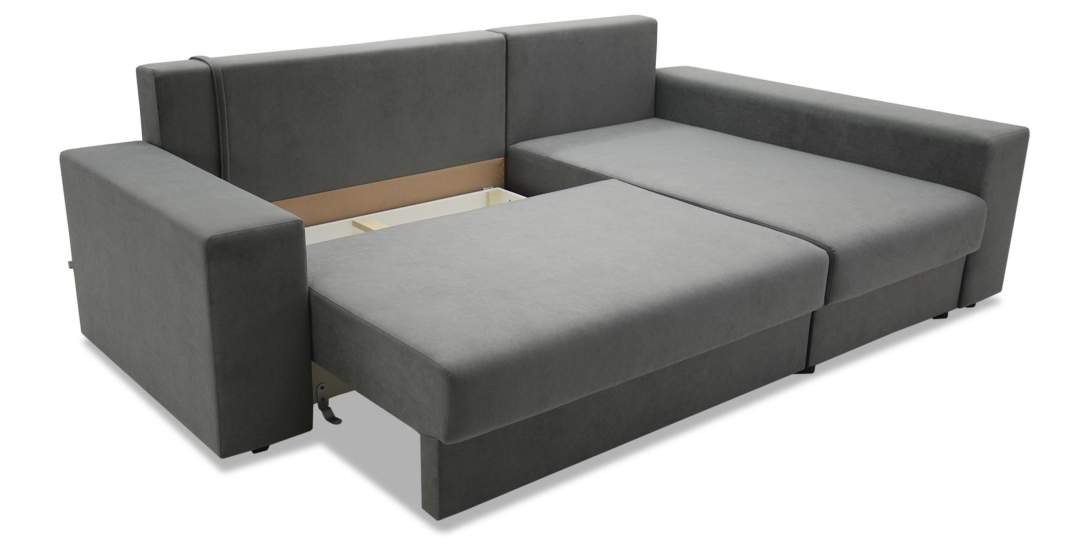 Угловой диван правый Майами Серый велюр 