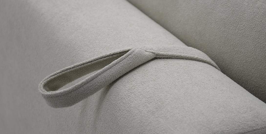 Угловой диван левый Белес Молочно-кремовый букле 