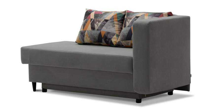 Угловая кушетка правая Иби Дымчатый серый велюр