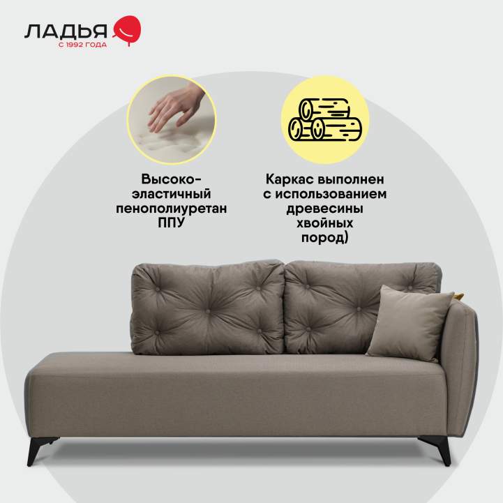 Угловая кушетка Тиволи 190 коричневая рогожка