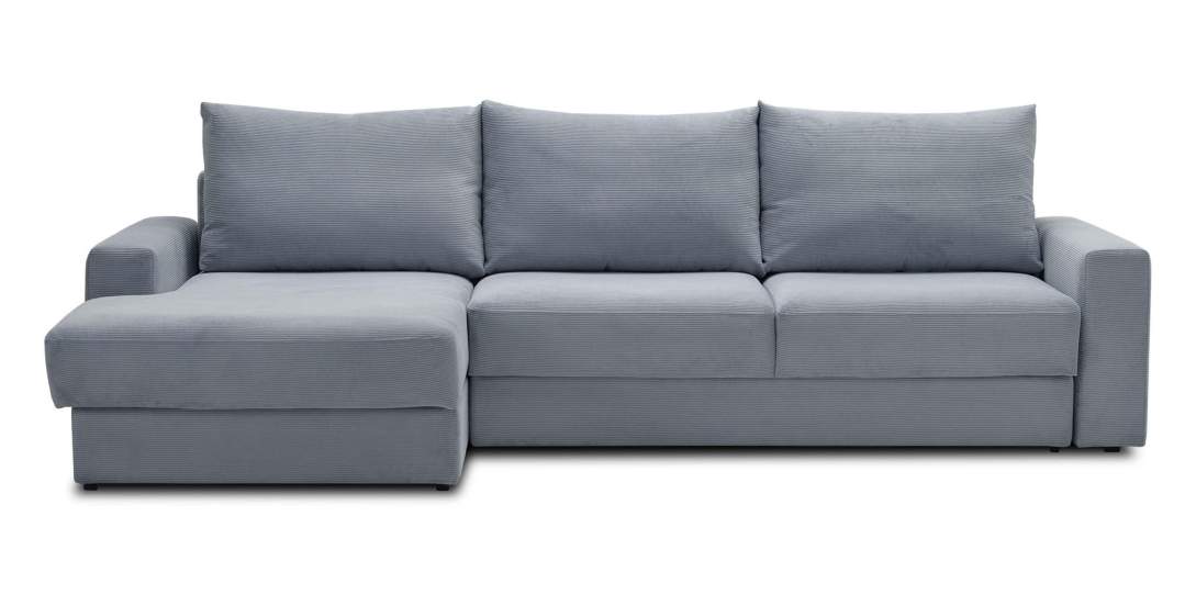 Угловой диван левый Вегас Серо-голубой велюр